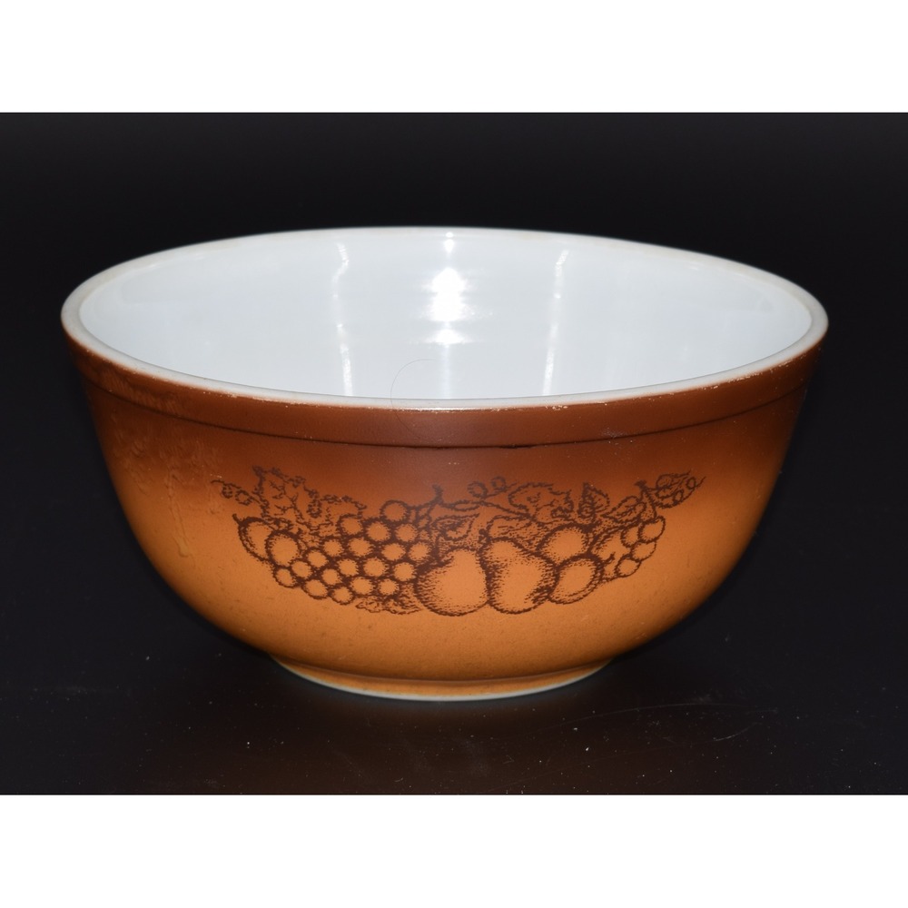 Pyrex Autumn Harvest Mixing Bowl 403 2.5 Qt Orange Brown Wheat Fruit Vintage